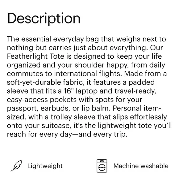 AWAY Featherlight Tote Black - Picture 9 of 13